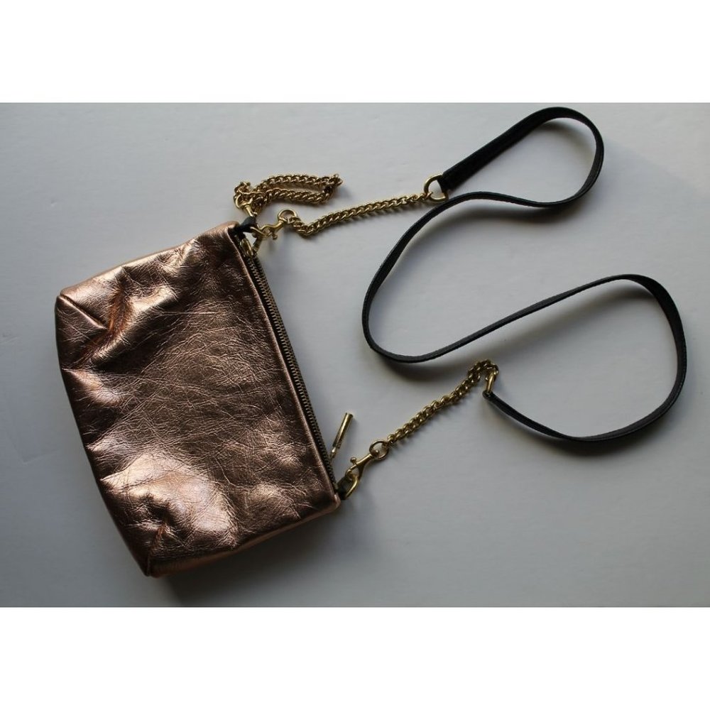 Opelle Rose Gold Ivory Two Toned Leather Crossbody Suede